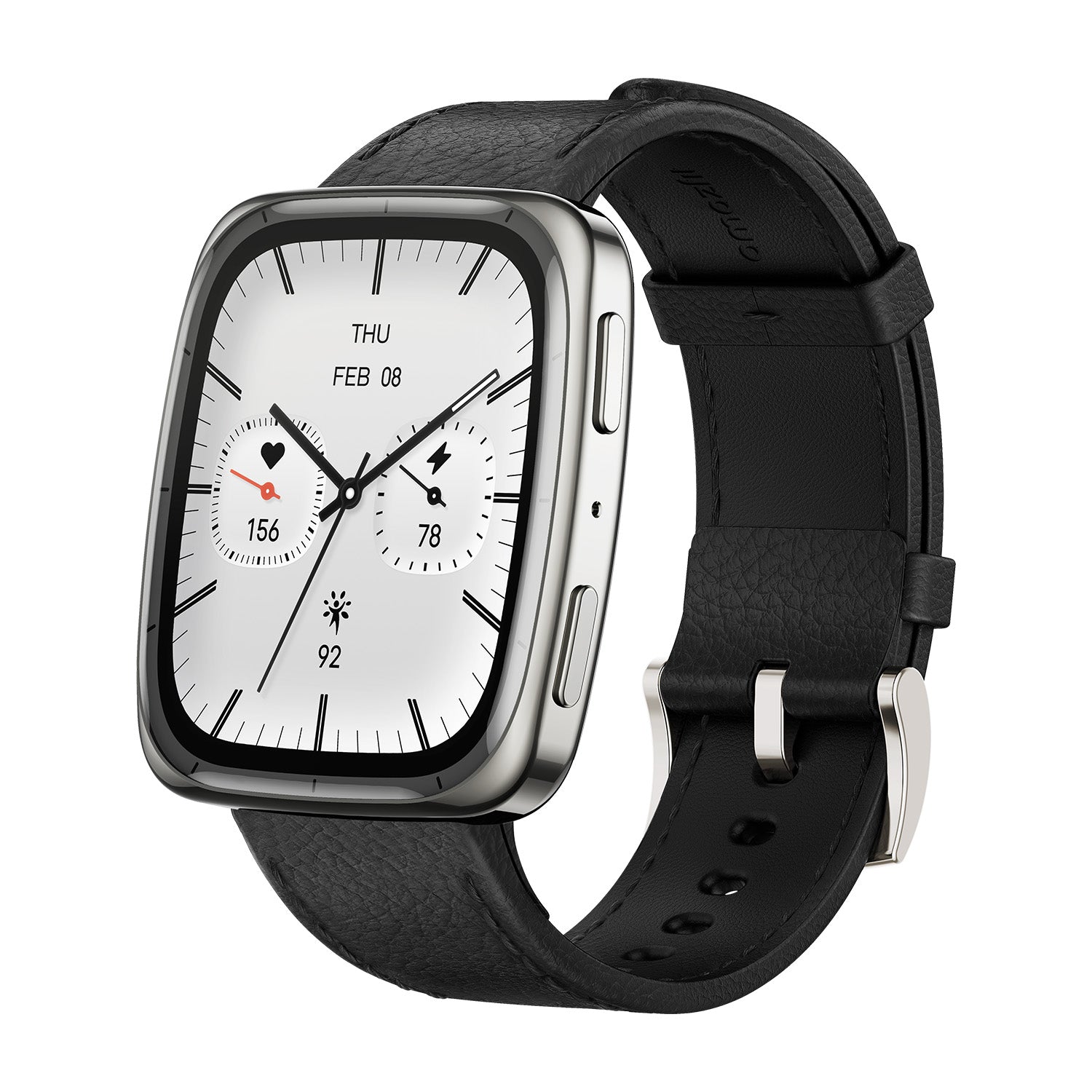 Amazfit Active 2 Square manufacturer reference: Black leather with additional red silicone strap