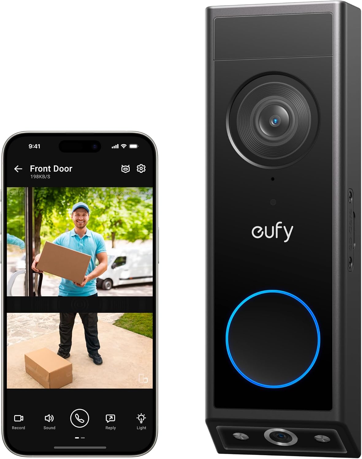 eufy Video Doorbell E340 — Black, Battery/Wired single doorbell