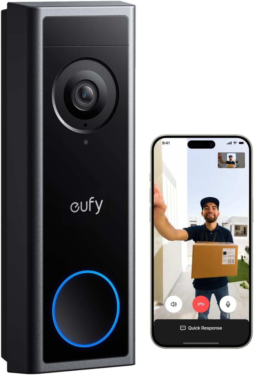 eufy Video Doorbell C31 — Black, Battery/Wired 2K single doorbell