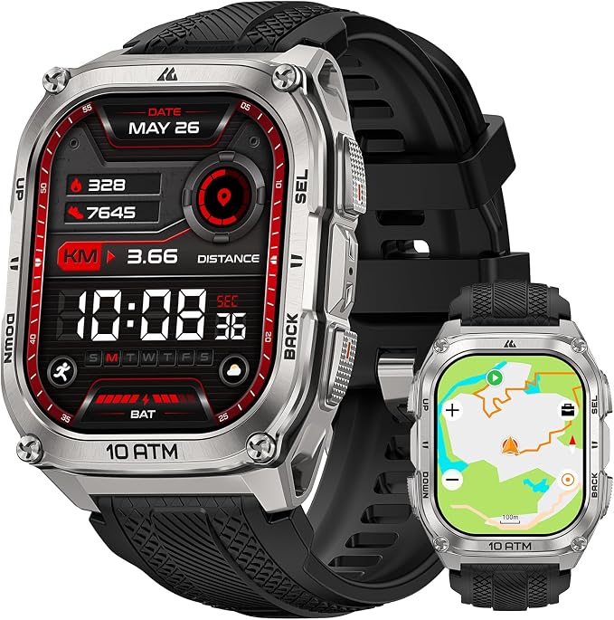 KOSPET Tank M4 in Silver with black silicone strap