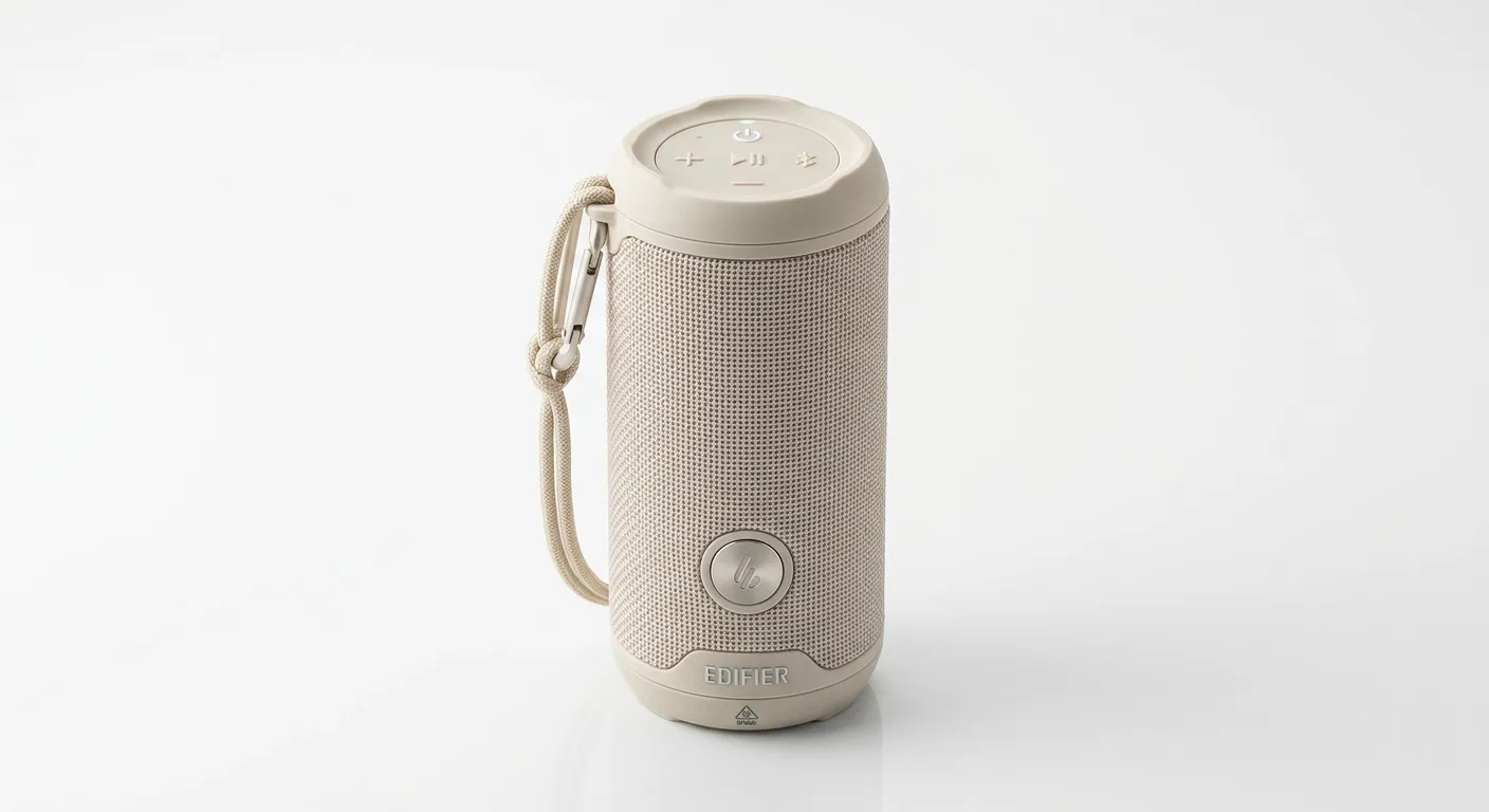 Edifier ES60 Bluetooth Speaker, Portable with Stereo Pairing, IP66 Dustproof & Waterproof 9H Playtime BT5.4 34W RMS Dual Device Connection Ambient Light for Home Party Outdoor Beach – Ivory product photo - studio shot